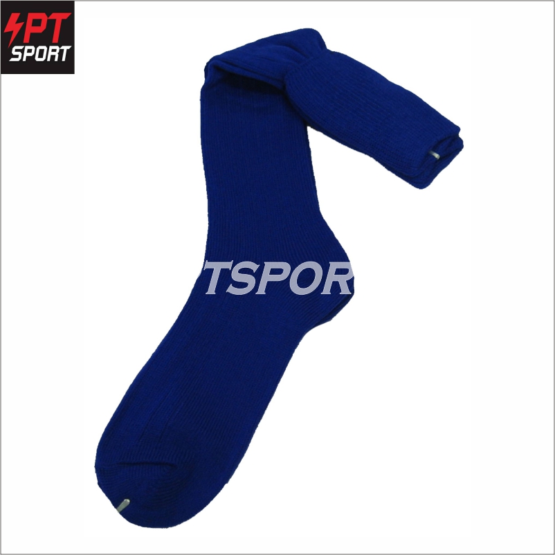 ถุงเท้ากีฬา ถุงเท้าฟุตบอลสีล้วน D-STEP AC-501 สีน้ำเงิน