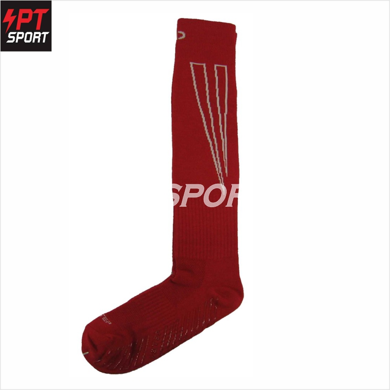 ถุงเท้าฟุตบอลกันลื่น D-STEP F02S สีแดง