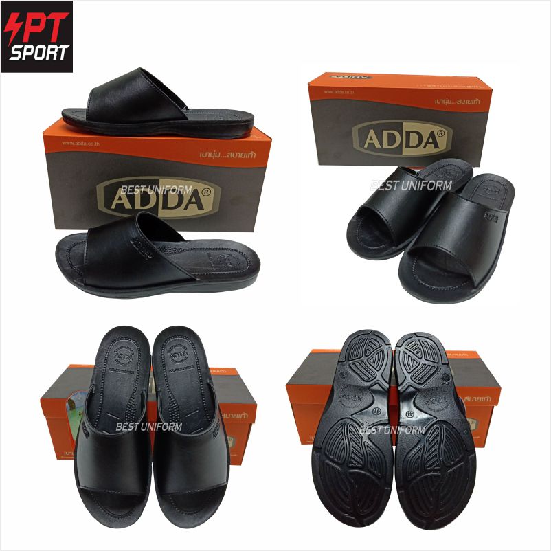 ADDA PU รองเท้าแตะลำลองแบบสวม รุ่น 7F13M1 สีดำ