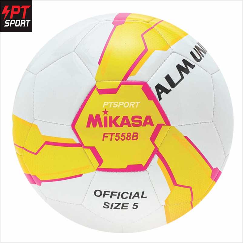 MIKASA ฟุตบอล หนังเย็บTPU รุ่น FT558B-YP - เบอร์ 5 (พร้อมเข็มสูบและตาข่าย)