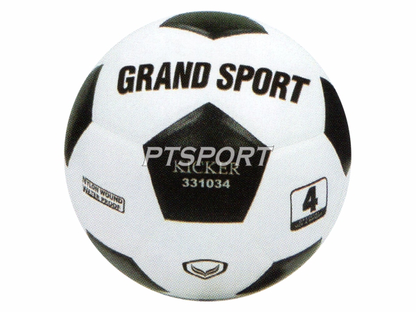 ลูกฟุตบอลหนังอัด เบอร์ 4 Grand Sport 331034 KICKER ขาวดำ